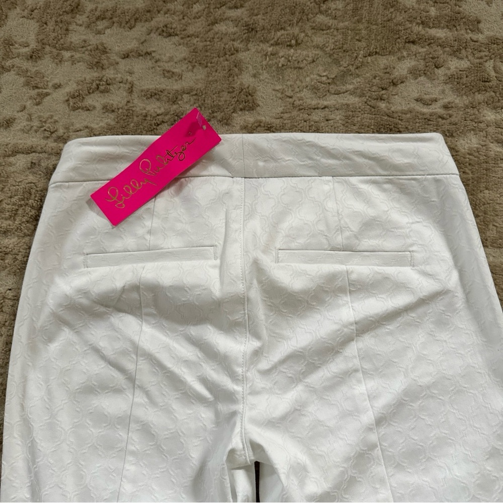Lilly Pulitzer Women's White Kelly Pants Skinny Ankle Textured Resort Size 00 - Picture 7 of 7